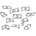 Raining Money icon, banknote rain background, vector Royalty Free Stock Photo