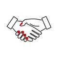 Handshake woman icon, line illustration