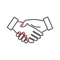 Handshake woman icon, line illustration