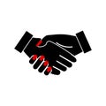 Handshake woman icon, line illustration