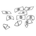 Raining Money icon, banknote rain background, vector Royalty Free Stock Photo