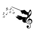 Choir guide music, vector line illustration