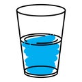 Half full and half empty glass icon,  vector line illustration Royalty Free Stock Photo