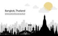 Silhouette to Bangkok in Thailand. Vector illustration