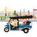 Taxi Thailand Tuk Tuk and Landmarks and travel place Royalty Free Stock Photo