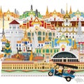 Taxi Thai. Thailand and travel in Bangkok city, vector illustration