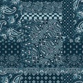 Blue bandana paisley fabric patchwork Royalty Free Stock Photo