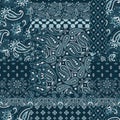 Blue bandana paisley fabric patchwork