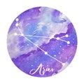 Zodiac sign aries illustration. Cosmic texture. Zodiac constellation. Space and stars.