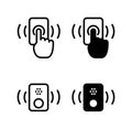 Doorbell icon with hand, vector, line color vector illustration