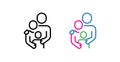 Parents and child icon	, line color vector illustration Royalty Free Stock Photo