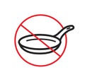 Potentially dangerous chemicals in cookware, non stick frying pan icon , line color vector illustration