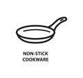 Non stick frying pan icon, vector, line color vector illustration