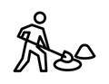 Man digging a hole icon, Key activities icon, line color vector illustration