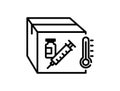 Cold vaccine box icon, line color vector illustration