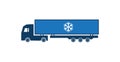 Cold chain truck icon, line color vector illustration