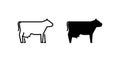 Cow icon, line color vector illustration
