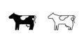 Cow icon, line color vector illustration