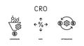 CRO, Conversion Rate Optimization icons, line color vector illustration