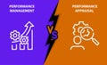 Performance appraisal vs performance management, vector