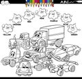 Basic colors color book with cars characters