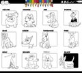 basic colors with dogs characters set coloring page