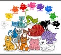 basic colors with group of cartoon colorful cats