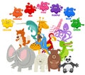 Basic colors for kids with animal characters group