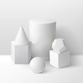 Basic 3d Shapes Monochrome Composition