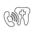 Basic Dentist call outline icon. Line art design Royalty Free Stock Photo