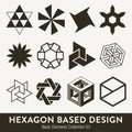Basic design collection: hexagon based elments Royalty Free Stock Photo