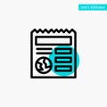 Basic, Document, Globe, Ui turquoise highlight circle point Vector icon