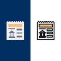 Basic, Document, Ui, Bank  Icons. Flat and Line Filled Icon Set Vector Blue Background Royalty Free Stock Photo