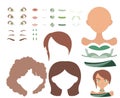 Basic dress up game with different face parts and clothes in green and brown palette