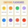 Basic Emotions Flashcards Vector Set