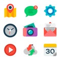 Basic Flat icon set for web and mobile application Royalty Free Stock Photo