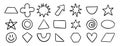 Basic geometric shapes doodle hand drawn icon set. Outline drawing for learning games math flat figure line clipart Royalty Free Stock Photo