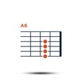 A6, Basic Guitar Chord Chart Icon Vector Template