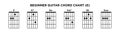 Basic Guitar Chord Chart Icon Vector Template. E key guitar chord