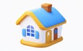 A basic house rendered in 3D, isolated on a white background with a clipping path. A white schematic mass for conceptual