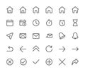 Basic interface small line icons. Home,clock and arrows, pixel perfect icons with editable icons. 16*16 px