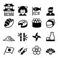 Basic Japanese icon set Royalty Free Stock Photo
