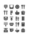 Kitchen equipment icon set. Basic cooking utensil and cookware. Royalty Free Stock Photo