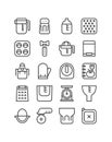 Basic kitchen equipment icon set. Utensil for cooking day. Royalty Free Stock Photo