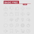 Basic line icons set