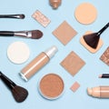 Basic skincare make up products flatlay Royalty Free Stock Photo