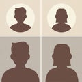 Basic Male & Female Silhouette Avatar, Default Avatar, Profile Picture, Vector Illustration