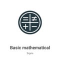 Basic mathematical symbols vector icon on white background. Flat vector basic mathematical symbols icon symbol sign from modern Royalty Free Stock Photo