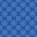 Basic Maths signs vector concept blue line seamless pattern