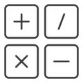 Basic Maths signs vector concept thin line icon or sign